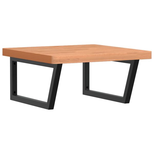 vidaXL Stenska polica za umivalnik jeklo in trdna bukovina