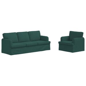 vidaXL Kavčna garnitura 2 pcs Temno zelena 201 x 80 x 85 cm blago