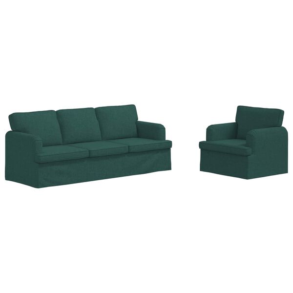 vidaXL Kavč 2 pcs Temno zelena 144 x 80 x 85 cm blago