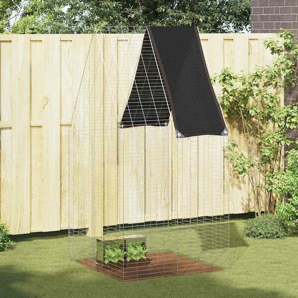 vidaXL Kletka za zajce srebrna 100 x 100 x 210 cm Cinkana jeklena