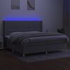 vidaXL Box spring postelja z vzmetnico LED sv. siva 200x200 cm blago