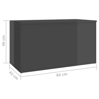 vidaXL Skrinja za shranjevanje visok sijaj siva 84x42x46 cm konst. les