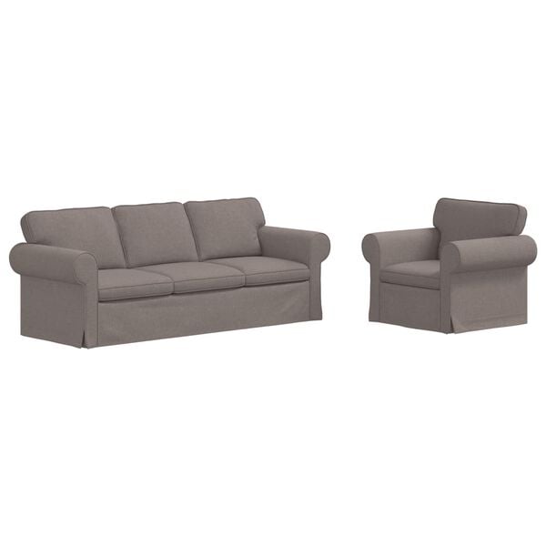 vidaXL Kavč 2 pcs Taupe 215 x 82 x 80 cm blago