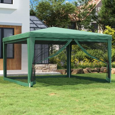 vidaXL Vrtni šotor s 4 mrežastimi stranicami zelen 4x4 m HDPE