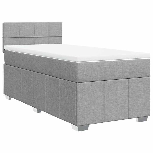 vidaXL Box spring postelja z vzmetnico svetlo siva 80x200 cm blago