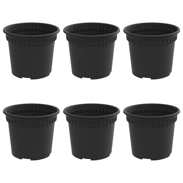 vidaXL Okrogli cvetlični lonec 6 pcs Črna &Oslash; 12,5 x 10 cm Plastika