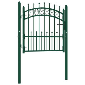 vidaXL Ograjna vrata EMMEN s konicami jeklo 104x97 cm zelena