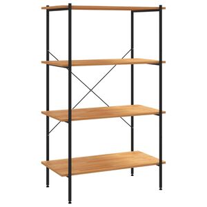 vidaXL 4-nadstropni regal s policami črn in hrast 80x40x130 cm