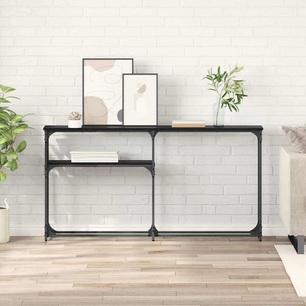 vidaXL Konzolnamizica Črna Orehovina 146 x 22,5 x 75 cm