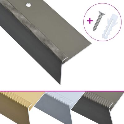 vidaXL Obrobe za stopnice F-oblike 15 kosov aluminij 90 cm rjave