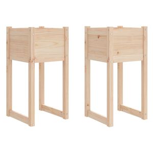 vidaXL Visoka greda 2 kosa 40x40x81 cm trdna borovina