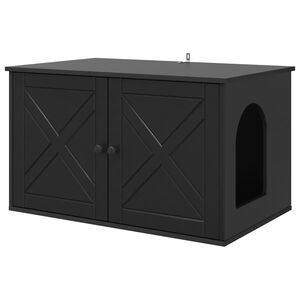 vidaXL Mačja hi&scaron;a Črna 85 x 55 x 50,5 cm Inženirski les