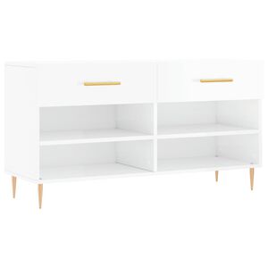 vidaXL Regal za čevlje visok sijaj bel 102x35x55 cm inženirski les
