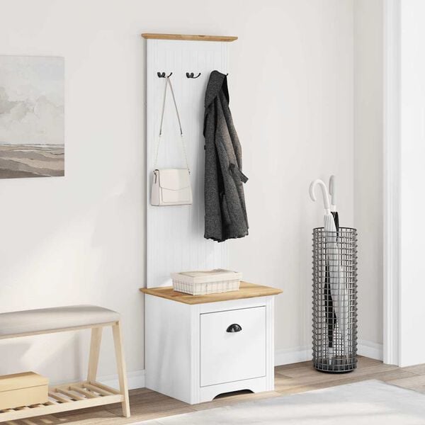 vidaXL Predsobna omara s kljukami "BODO" Bela in rjava 50x40x157 cm