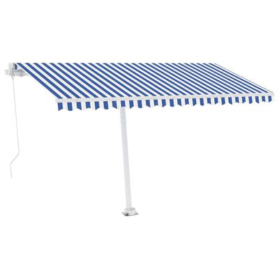 vidaXL Ročno zložljiva tenda z LED lučkami 450x350 cm modra in bela