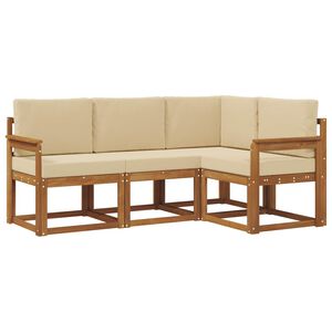 vidaXL Zunanja garnitura za sedenje z blazino 4 pcs Naravna in bež