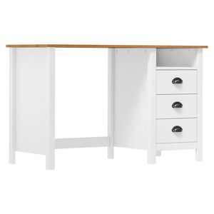 vidaXL Pisalna miza Hill s 3 predali 120x50x74 cm trdna borovina