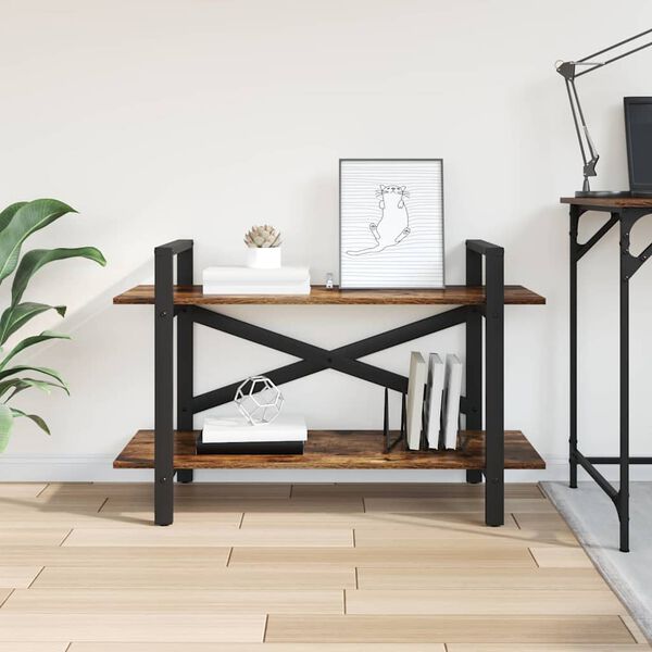 vidaXL Knjižna polica Dimljeni oreh 100 x 33,5 x 64 cm Konstruiran les