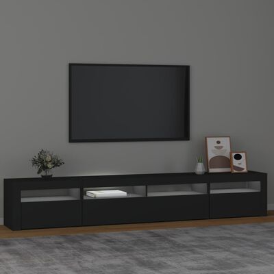 vidaXL TV omarica z LED lučkami črn 240x35x40 cm