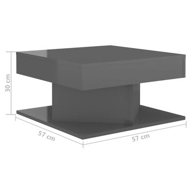 vidaXL Klubska mizica visok sijaj siva 57x57x30 cm iverna plošča