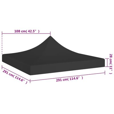 vidaXL Streha za vrtni šotor 3x3 m črna 270 g/m²