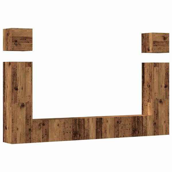 vidaXL TV omara 6-delna stenski stari lesni inženirski les
