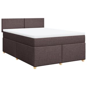 vidaXL Box spring postelja z vzmetnico temno rjava 140x200 cm blago