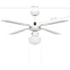 vidaXL Stropni ventilator z lučjo 106 cm bel