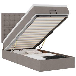 vidaXL Otomanska postelja z vzmetnico taupe 100x200 cm blago