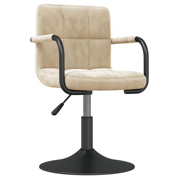 vidaXL Vrtljiv jedilni stol 2 kosa krem žamet