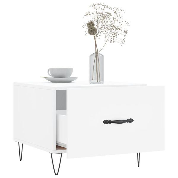 vidaXL Klubska mizica bela 50x50x40 cm inženirski les