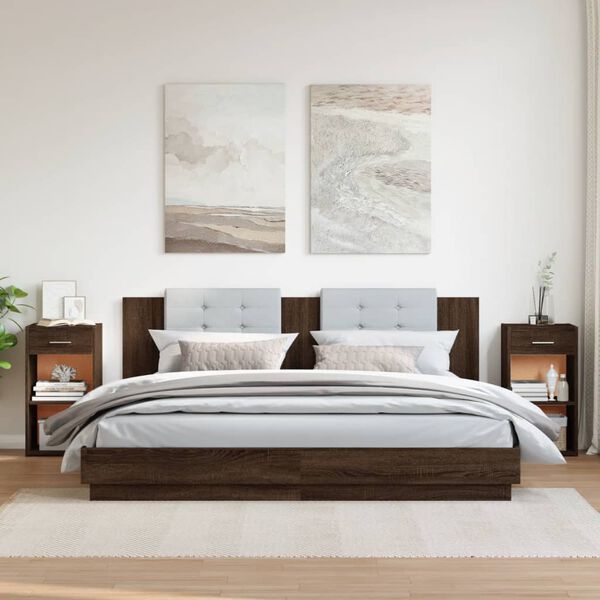 vidaXL Nočna omarica 2 kosa rjavi hrast 35x34x65 cm inženirski les