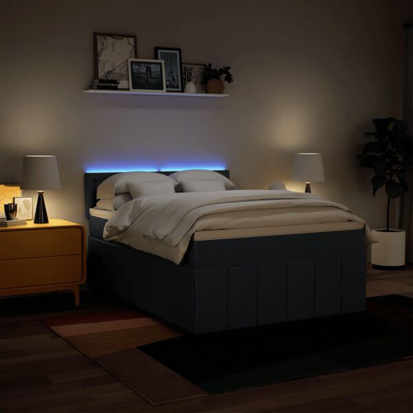 vidaXL Box spring postelja z vzmetnico modra 140x200 cm blago