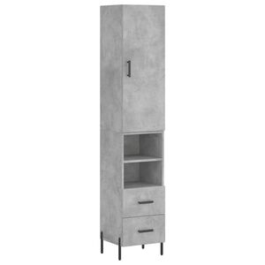 vidaXL Visoka omara betonsko siva 34,5x34x180 cm inženirski les