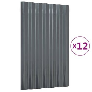 vidaXL Stre&scaron;ne plo&scaron;če 12 kos. cinkano jeklo antracit 60x36 cm