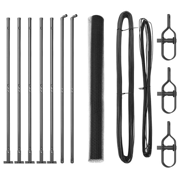 vidaXL Steber ograje. Siva 10 x 1,4 m (13 mm mreža) Jeklo in PVC