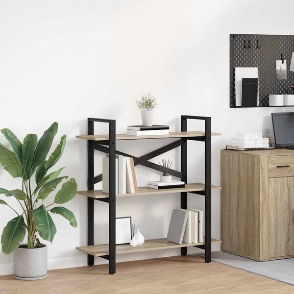 vidaXL Knjižna polica Sonoma hrast 100 x 33,5 x 102 cm Konstruiran les