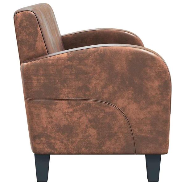 vidaXL Kavč dvosed umetni semi&scaron; rjave barve