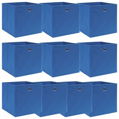 vidaXL Škatle za shranjevanje 10 kosov modre 32x32x32 cm blago