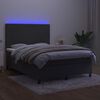 vidaXL Box spring postelja z vzmetnico LED temno siva 140x190 cm žamet