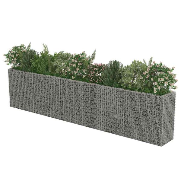 vidaXL Visoka greda gabion pocinkano jeklo 450x50x100 cm