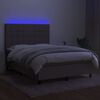 vidaXL Box spring postelja z vzmetnico LED taupe 140x200 cm blago