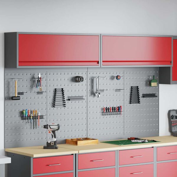 vidaXL Komplet omare in pegboard 6 pcs Rdeča 200 x 25 x 115 cm Jeklo