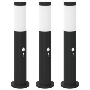 vidaXL Stebričke s senzorjem 3 kosi 50 cm nerjaveče jeklo IP44