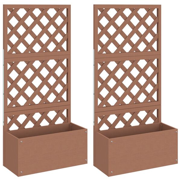 vidaXL Cvetlično korito z mrežo 2 kosa rjave barve 65x33x135 cm WPC