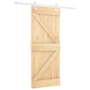 vidaXL Drsna vrata Naravna in bela 80 x 210 cm Trdna borovina