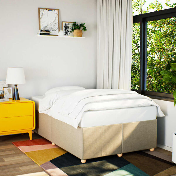 vidaXL Posteljni okvir brez vzmetnice krem 120x200 cm blago