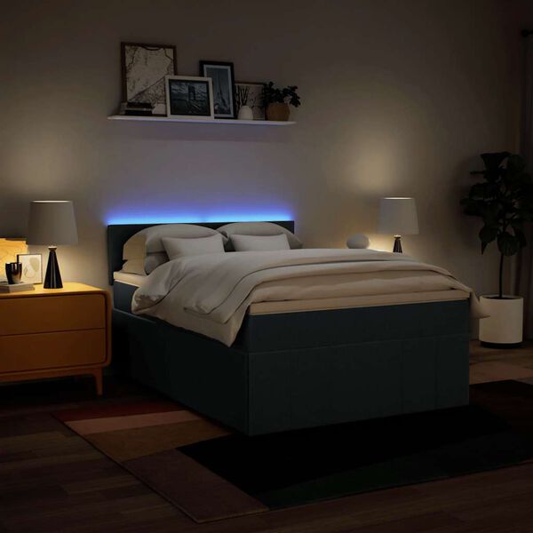 vidaXL Box spring postelja z vzmetnico modra 140x190 cm blago