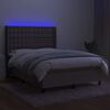 vidaXL Box spring postelja z vzmetnico LED taupe 140x200 cm blago