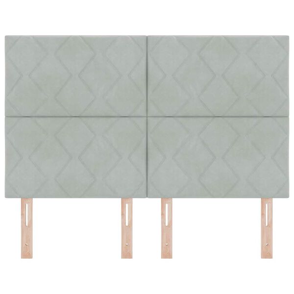 vidaXL Vzglavje z vzglavjem Svetlo siva 144 cm Žamet